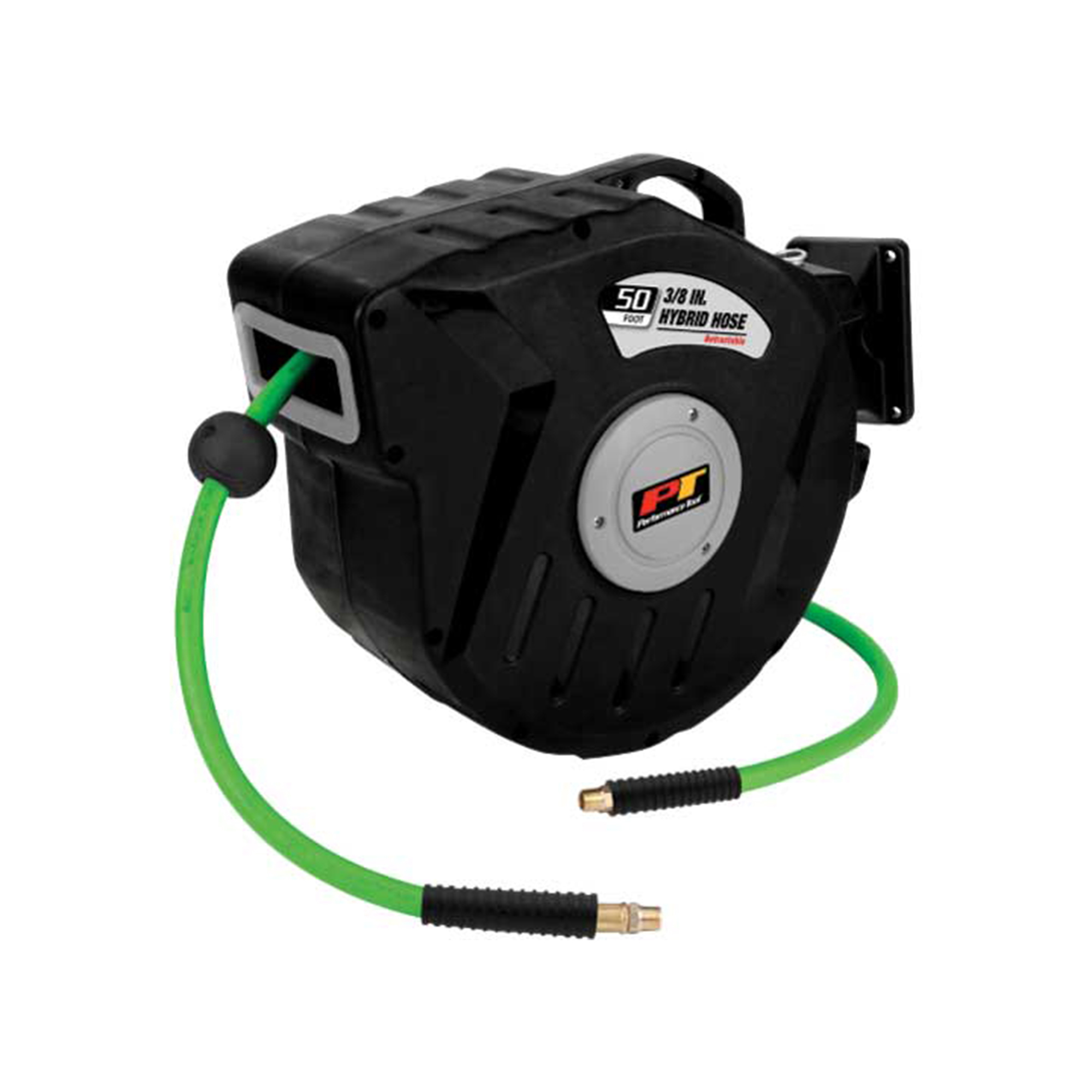 Performance Tool Retractable Hybrid Hose Reel — 50ft. x 3/8in., 300 PSI Max, PVC/Rubber Blend, Auto Rewind, Model# PRTM613
